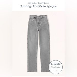 Abercrombie Ultra High Rise 90s Straight LONG - Gray